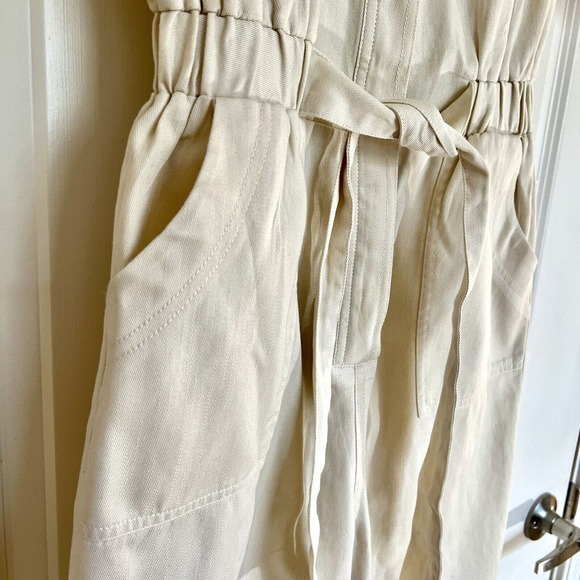 Universal Thread Womens Sz 4 Tan Beige Short Sleeve Button Up Boiler Suit Romper - Picture 7 of 16